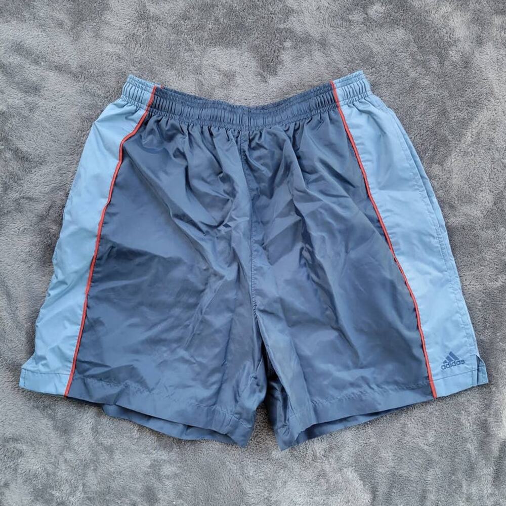 Adidas Swim Trunks Blue Light Blue Red Piping Strip Large